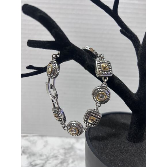 Brighton Heiress Crystal Link Bracelet 2-Tone Swarovski Crystal Reversible Heart - Picture 2 of 6